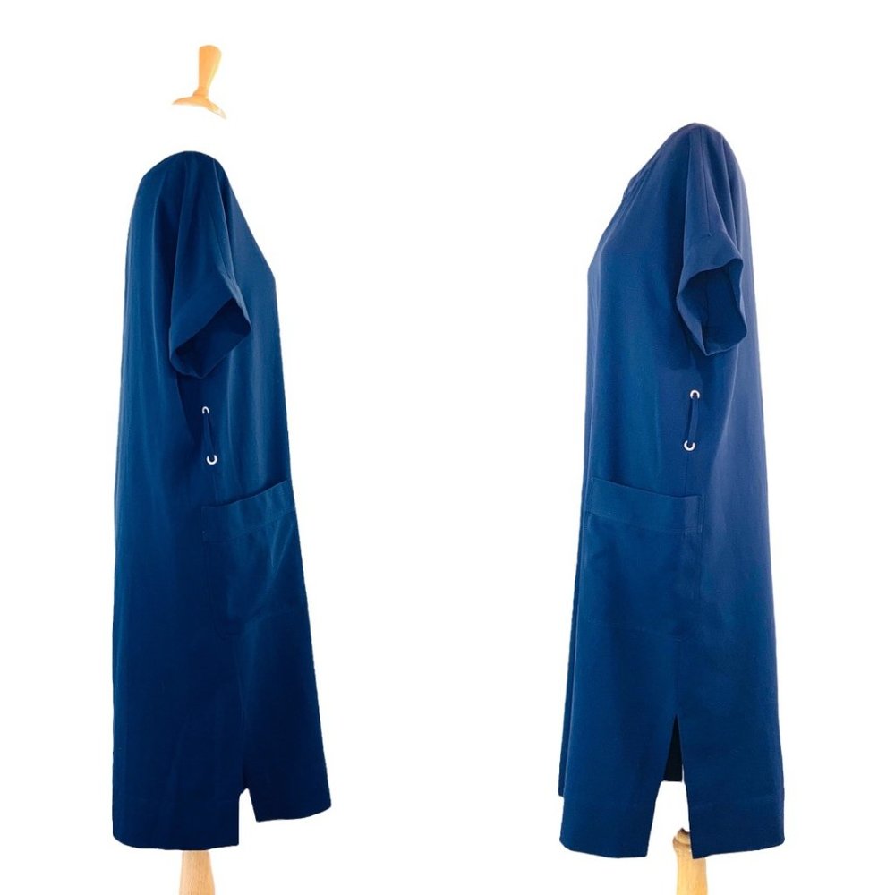 Aritzia Babaton Gerhard Shift Relaxed Fit Dress Navy Size Small Blue Ramie NWOT - Picture 9 of 10